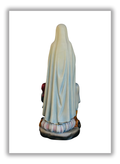 Nossa Senhora de Fátima e os Pastorinhos em madeira de Val Gardena - Tons azuis