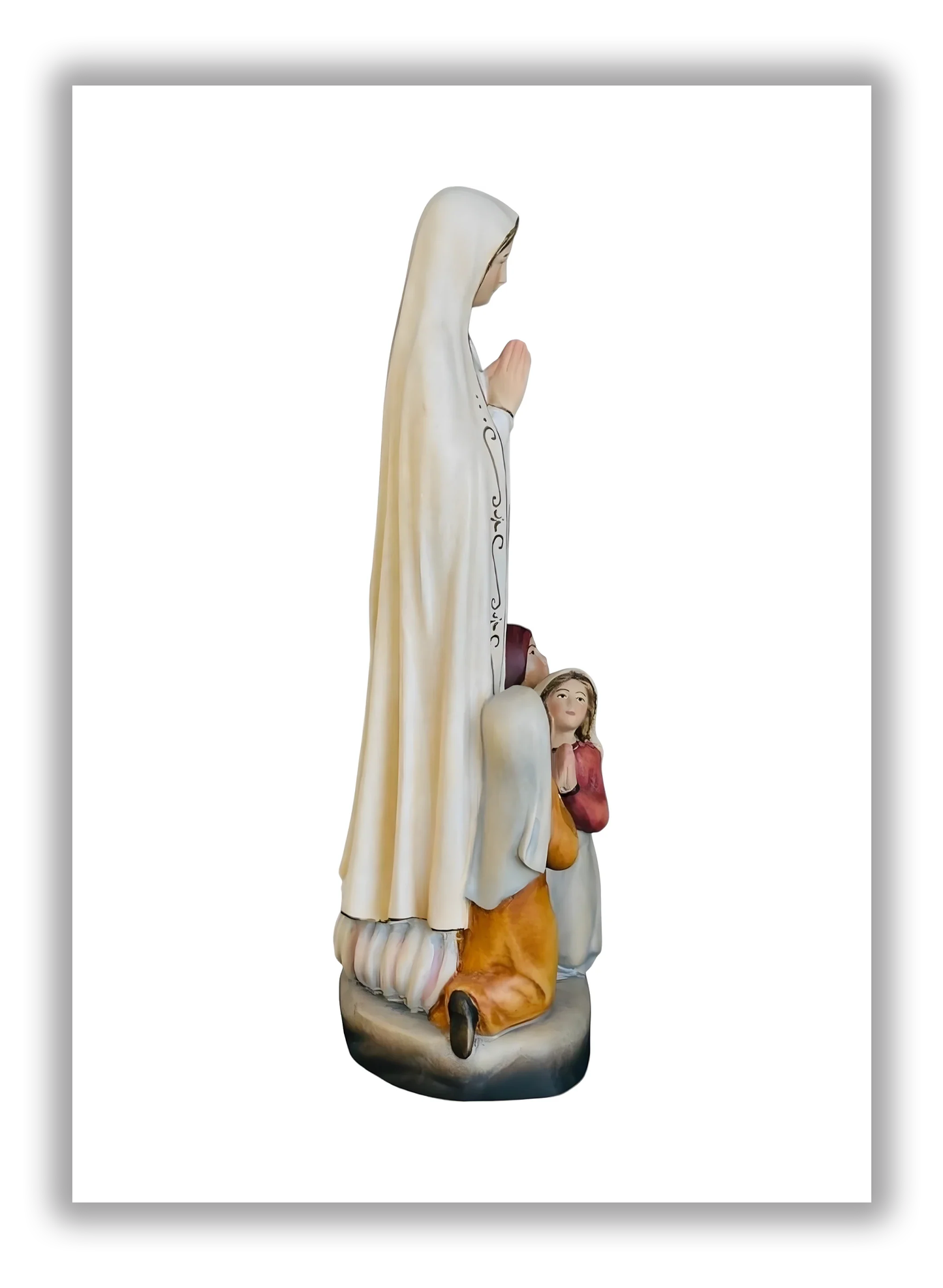 Nossa Senhora de Fátima e os Pastorinhos em madeira de Val Gardena