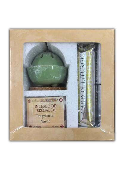 Kit Incensário com Incenso e Carvão Litúrgico
