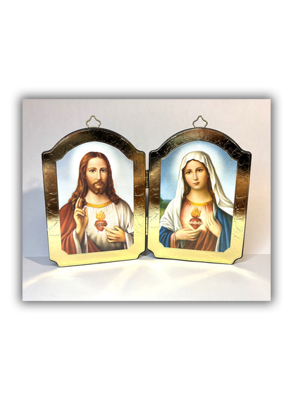Díptico Sagrado Coração de Jesus e Imaculado Coração de Maria