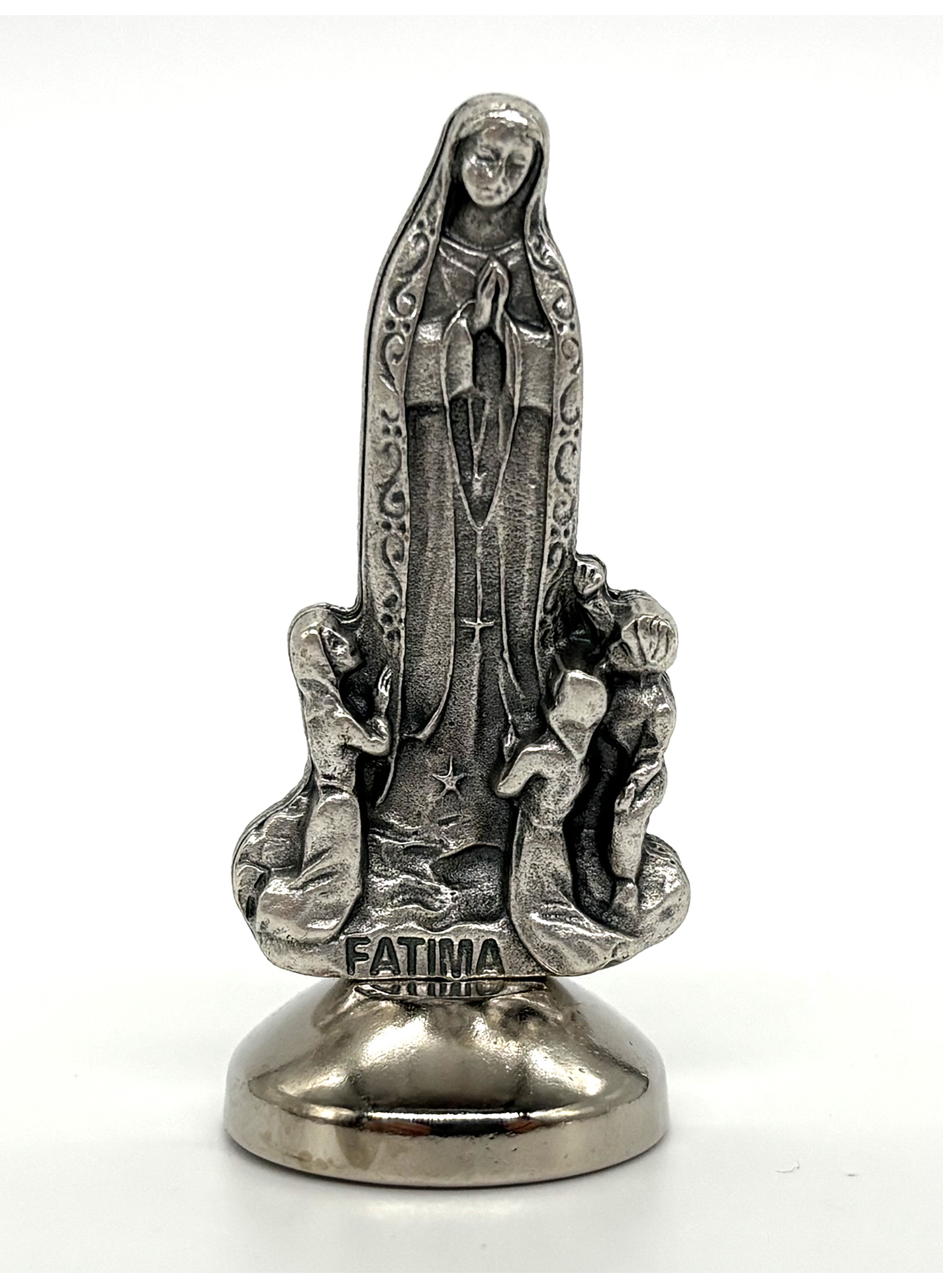 Imagem miniatura Nossa Senhora de Fátima em metal