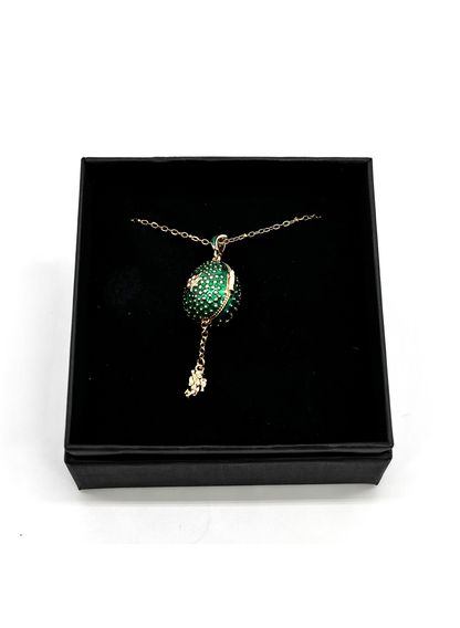 Colar Relicário Ovo Fabergé com Cruz e Anjo