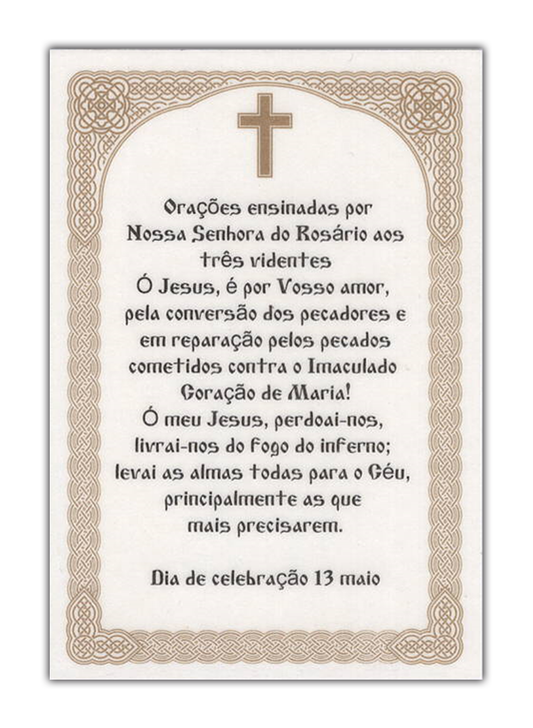 Pagela de Nossa Senhora de Fátima - Plastificada