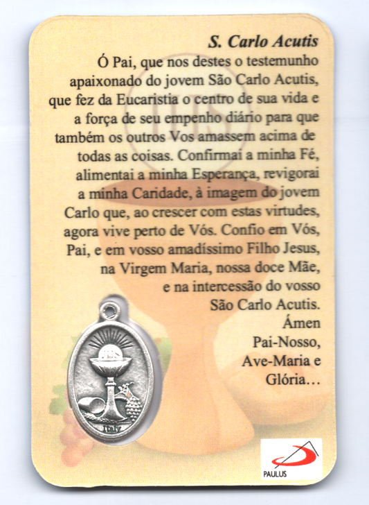 Pagela São Carlo Acutis com medalha