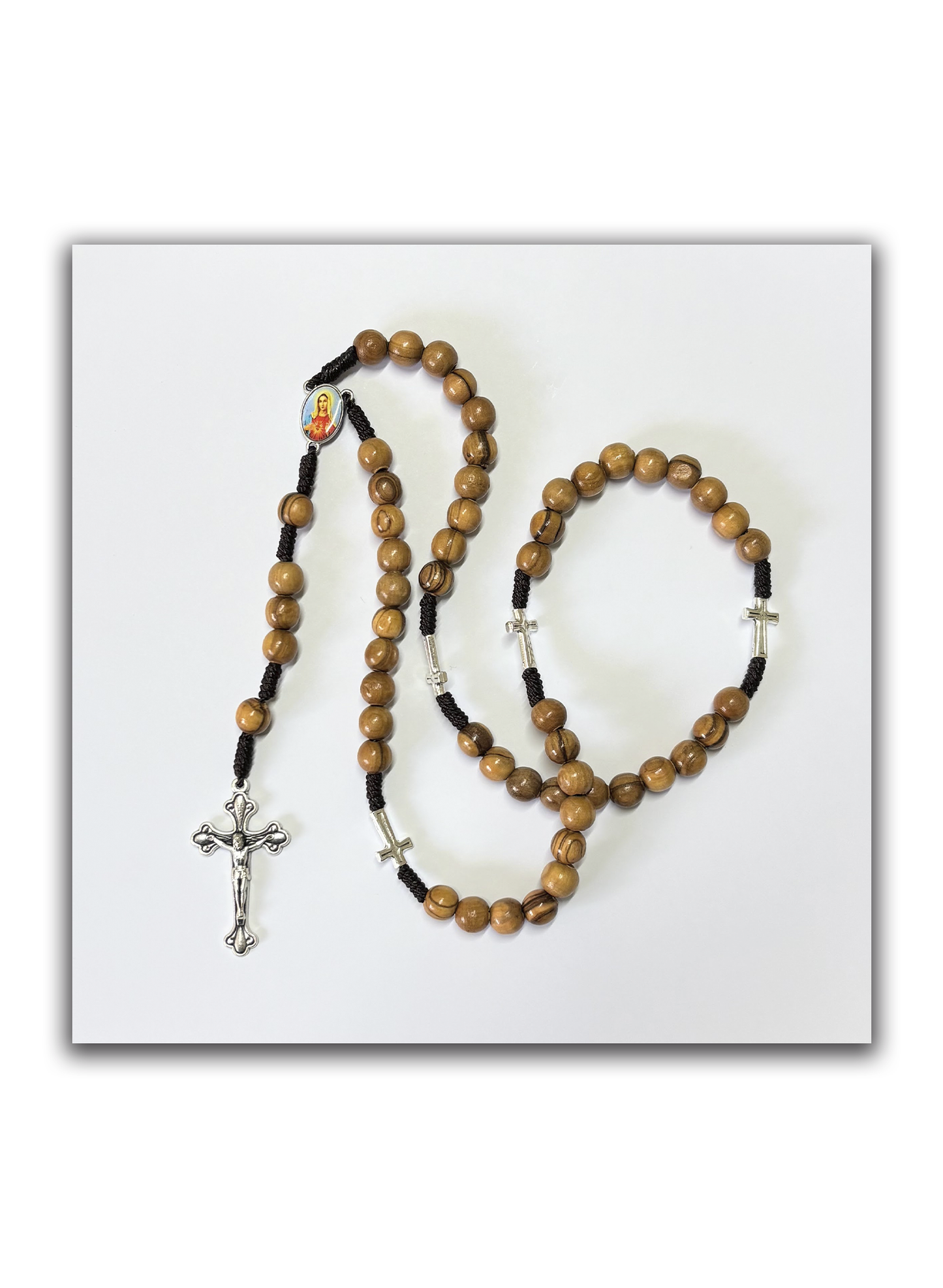 Terço Imaculado Coração de Maria – Madeira de oliveira