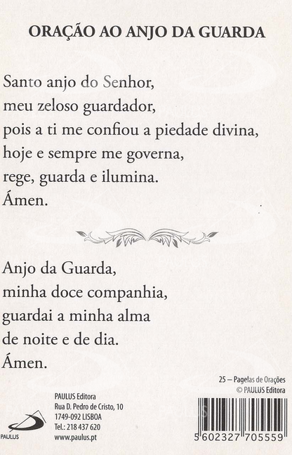 Pagela Oração ao Anjo da Guarda - 25 un.