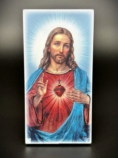 Quadro Sagrado Coração de Jesus em madeira