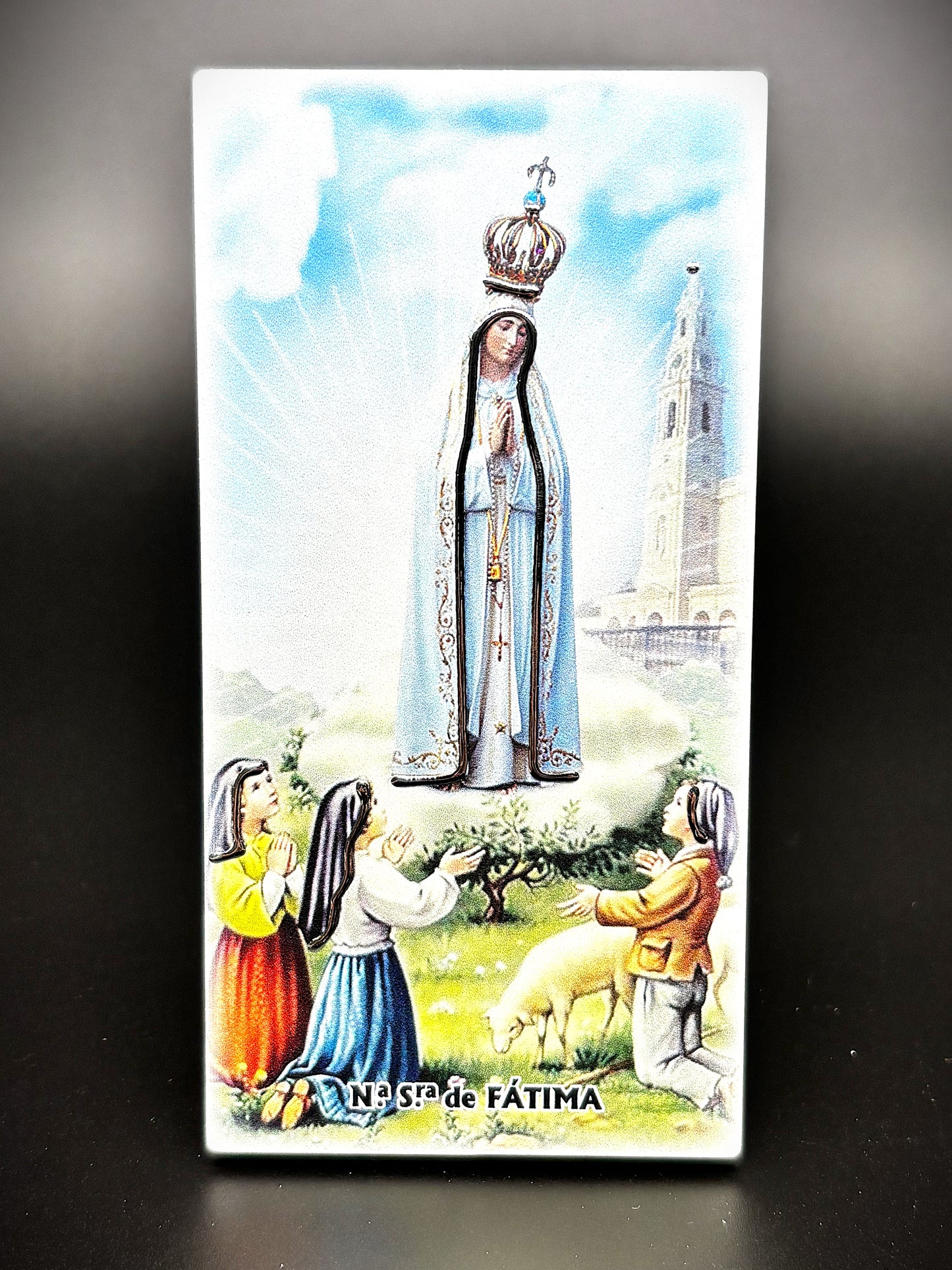 Quadro Nossa Senhora de Fátima em madeira