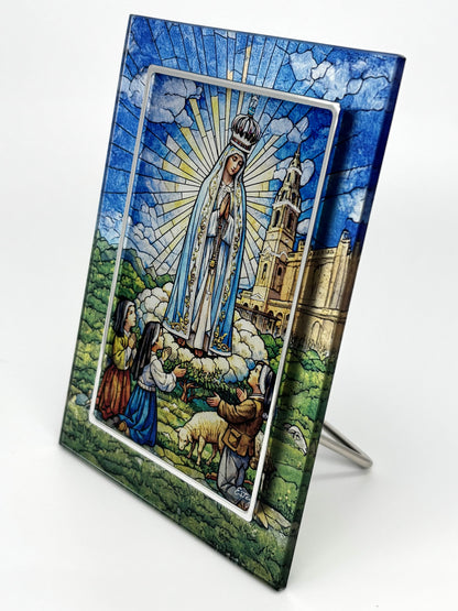 Quadro Nossa Senhora de Fátima em vidro