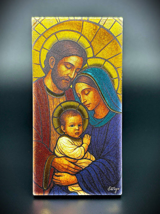 Quadro Sagrada Família em madeira