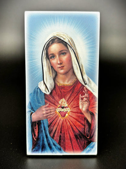 Quadro Imaculado Coração de Maria em madeira