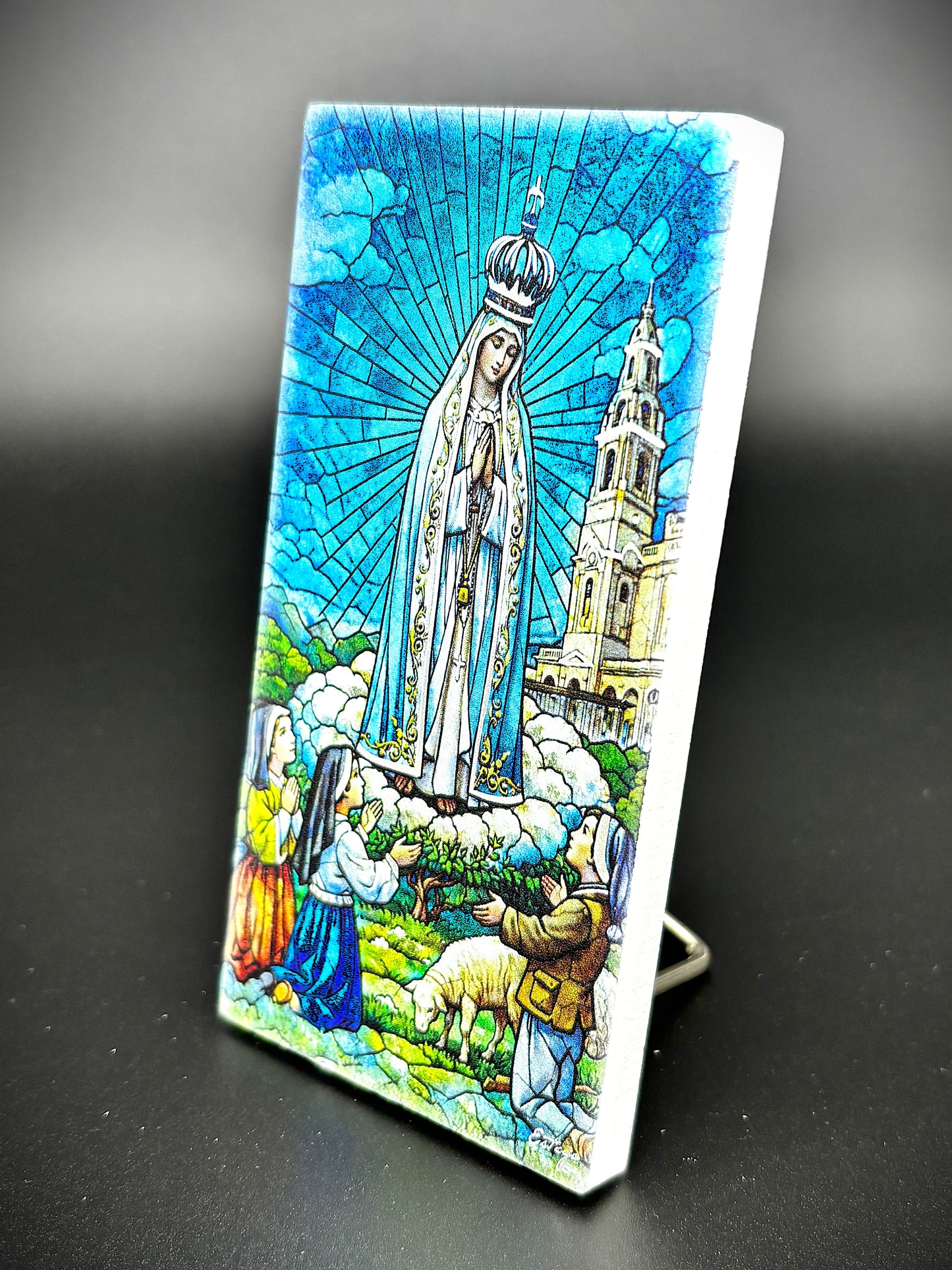 Quadro Nossa Senhora de Fátima em madeira
