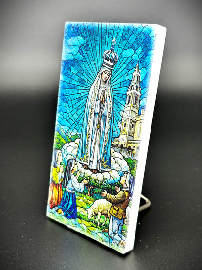Quadro Nossa Senhora de Fátima em madeira