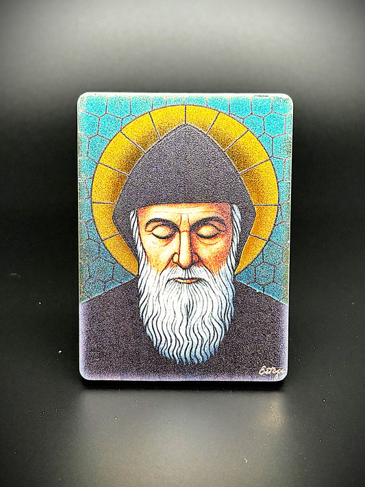 Quadro São Charbel em madeira