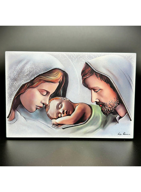 Quadro Sagrada Família em madeira