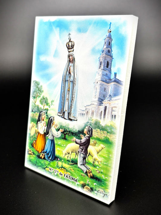 Quadro Nossa Senhora de Fátima em madeira