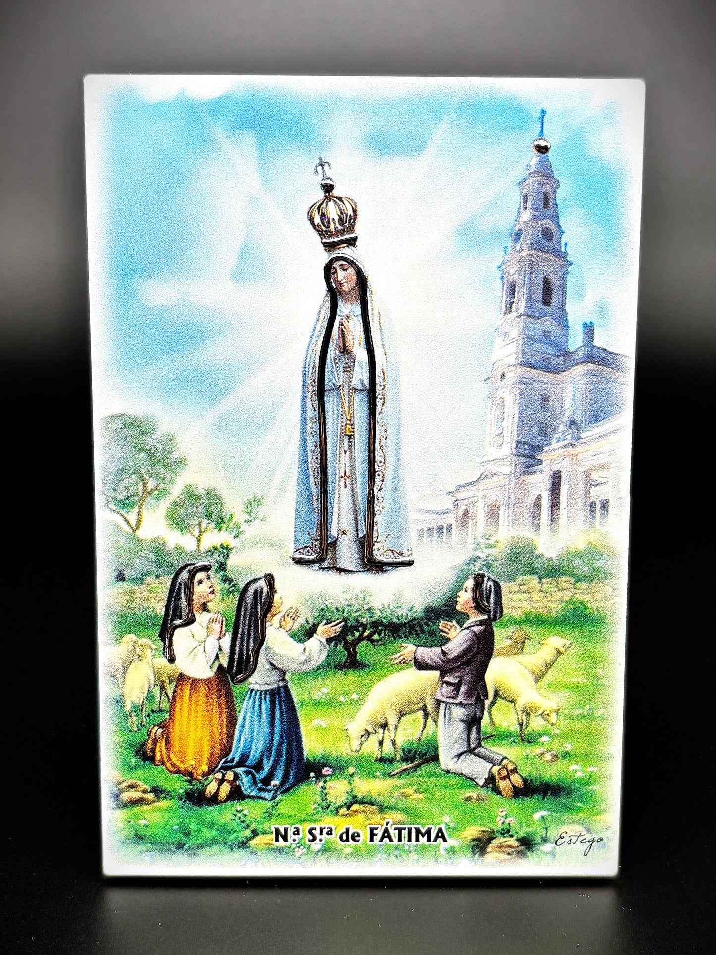 Quadro Nossa Senhora de Fátima em madeira
