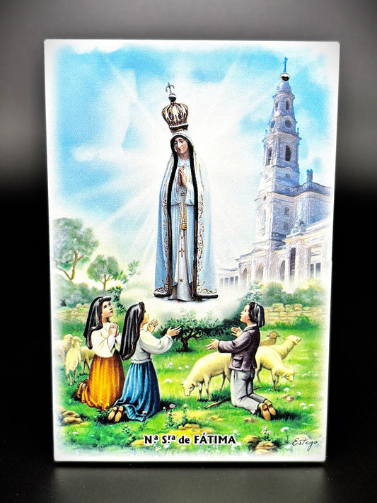 Quadro Nossa Senhora de Fátima em madeira