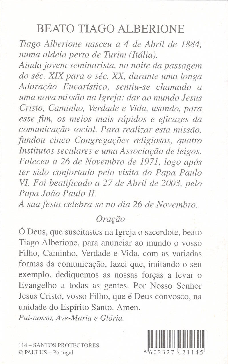 Pagela Beato Tiago Alberione - 25 un.