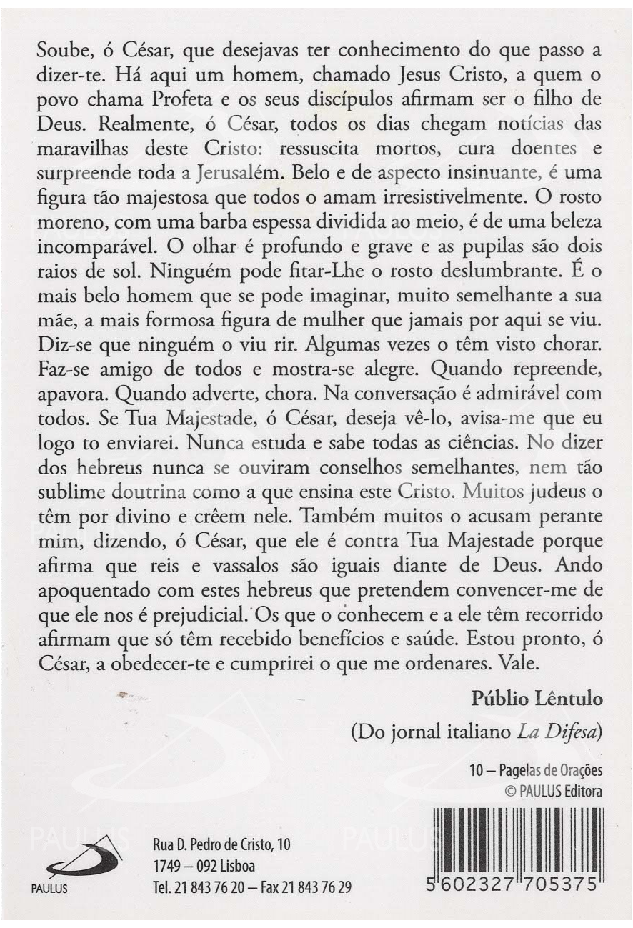 Pagela carta de Públio Lêntulo a Tibério César - Pacote com 10 un.