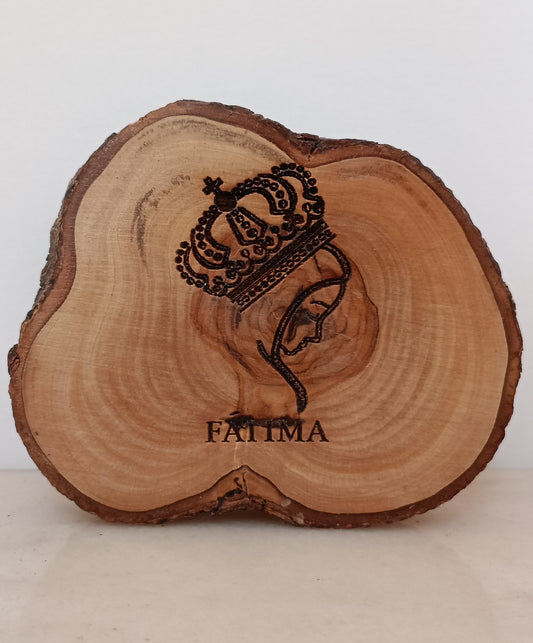 Placa Fátima em madeira de oliveira