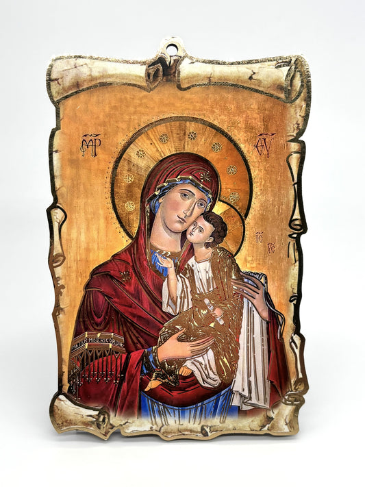 Quadro Amor de Mãe pergaminho em madeira