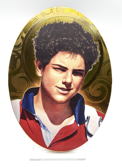 Ícone em madeira com aplicação em folha de ouro