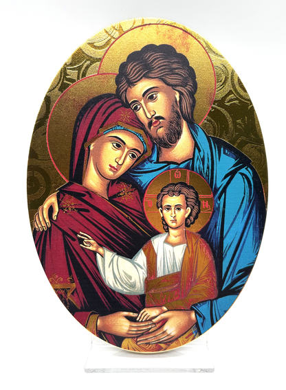 Ícone em madeira com aplicação em folha de ouro