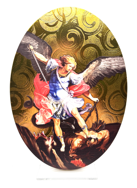 Ícone em madeira com aplicação em folha de ouro