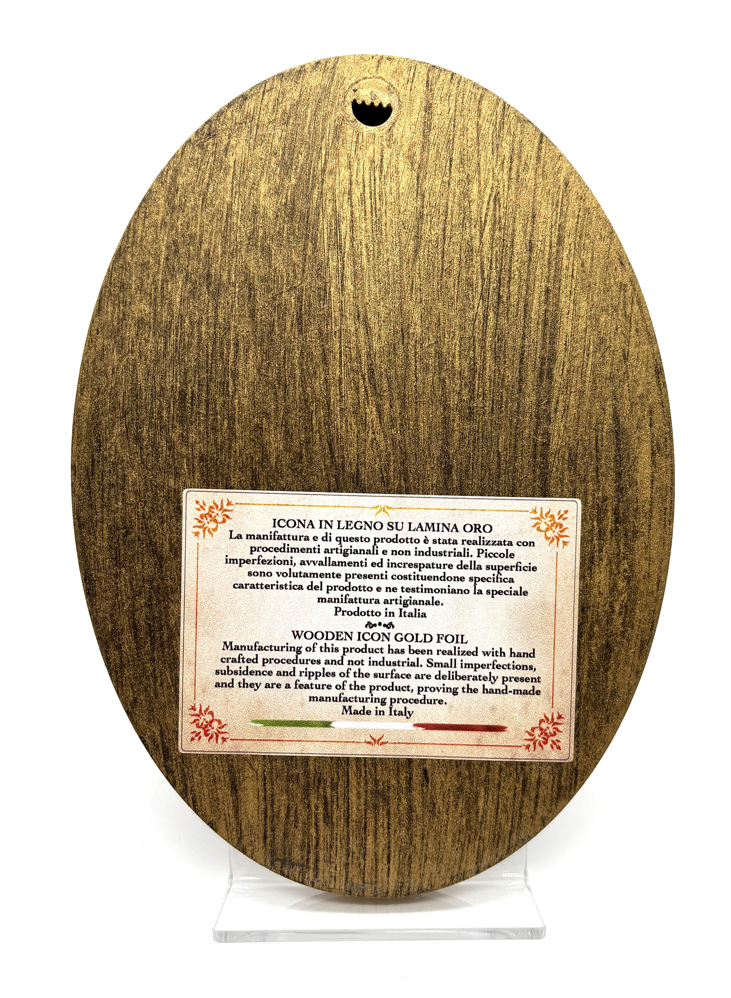 Ícone em madeira com aplicação em folha de ouro
