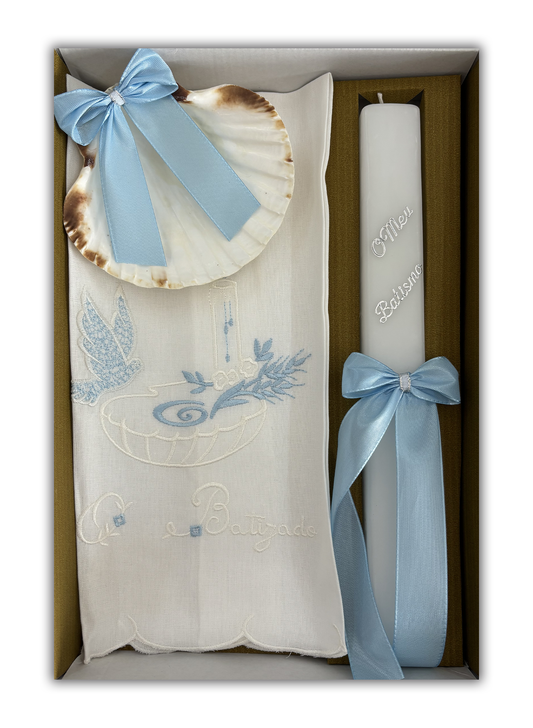 Kit Vela para Batismo - Cor azul