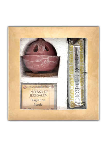 Kit Incensário com Incenso e Carvão Litúrgico