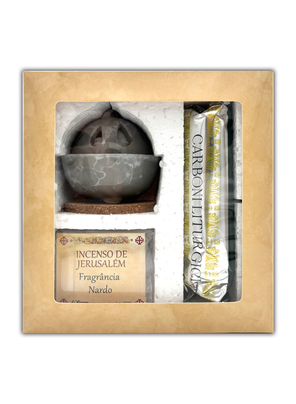 Kit Incensário com Incenso e Carvão Litúrgico