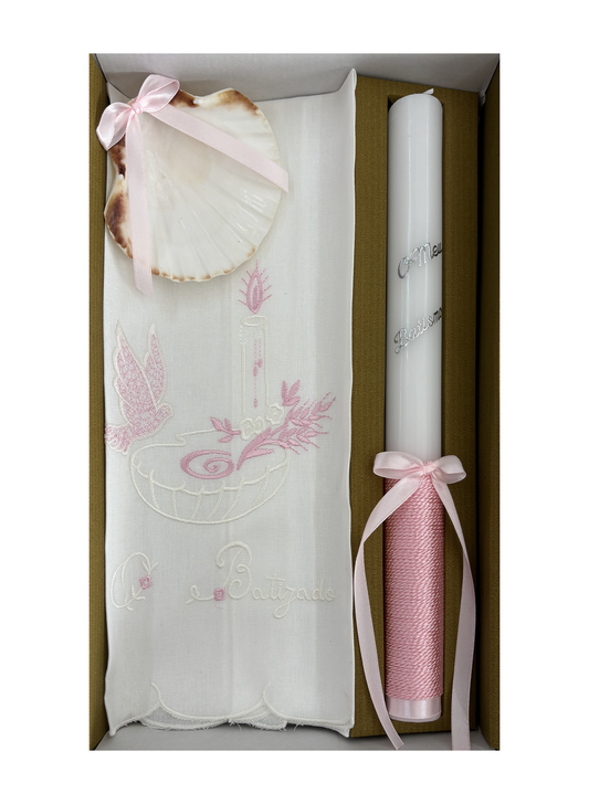 Kit Vela para Batismo - Cor rosa