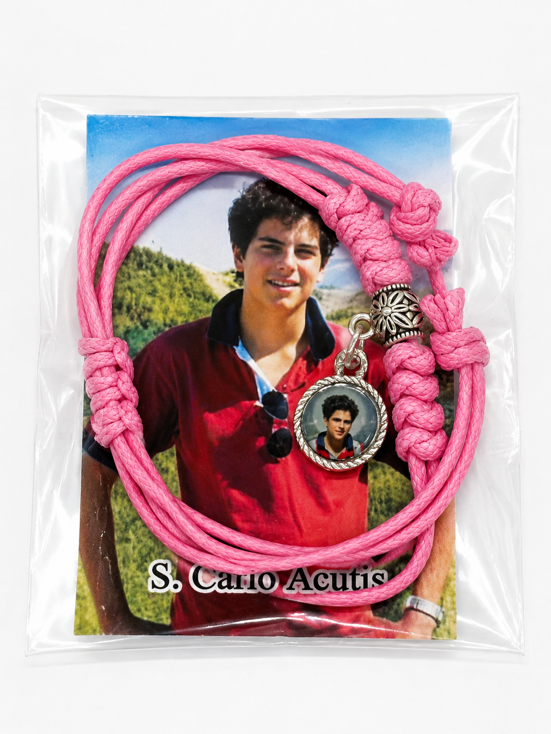 Pulseira São Carlo Acutis Macramê ajustável