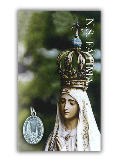 Pagela com medalha de Nossa Senhora de Fátima