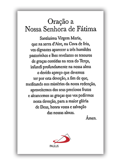 Pagela com medalha de Nossa Senhora de Fátima