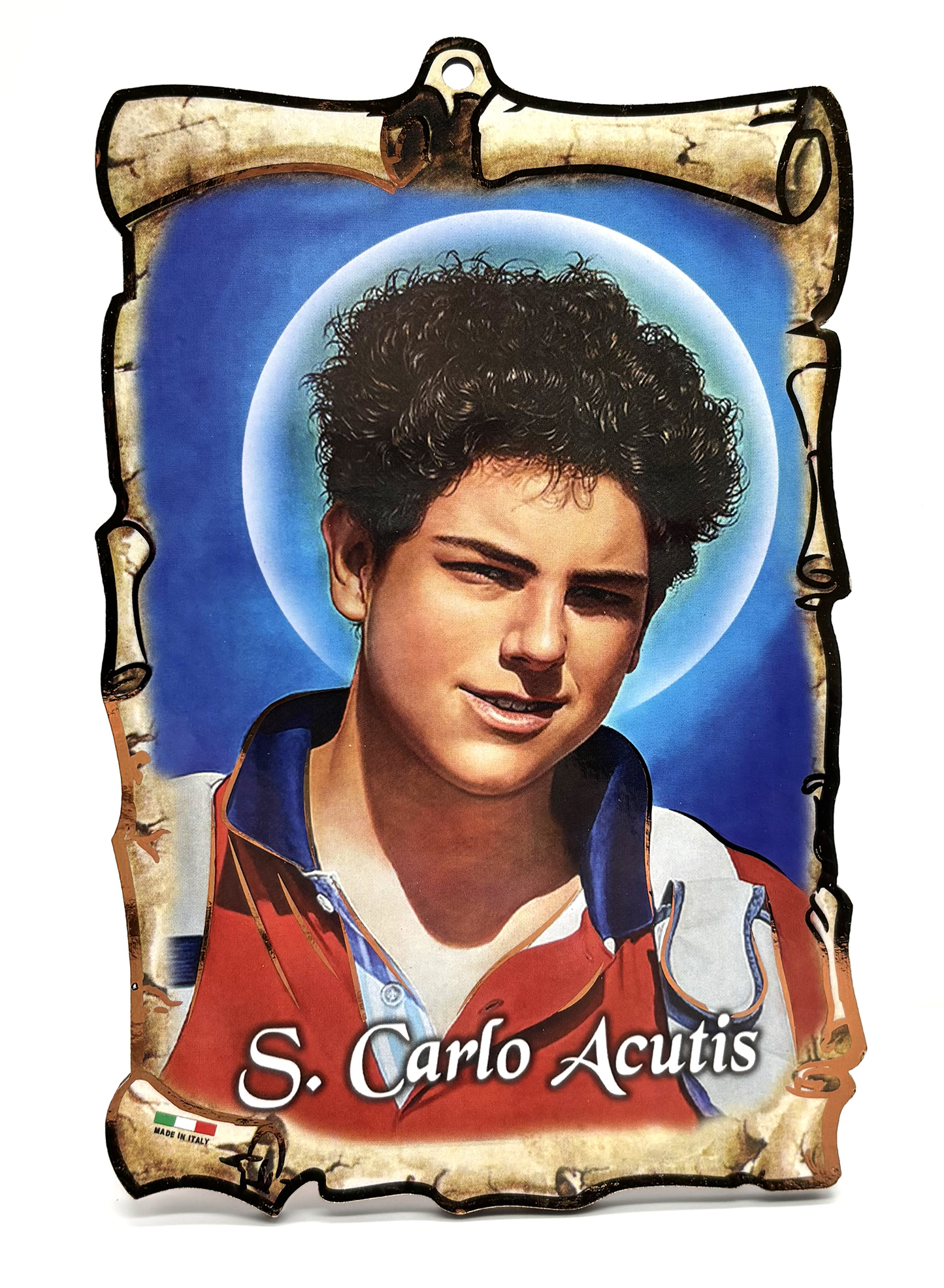 Quadro dos Santos pergaminho em madeira