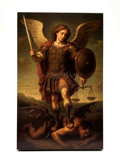 Quadro São Miguel Arcanjo em madeira