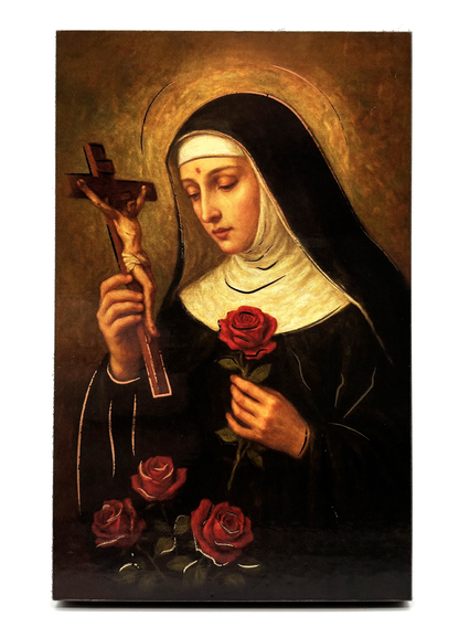 Quadro Santa Rita de Cássia em madeira