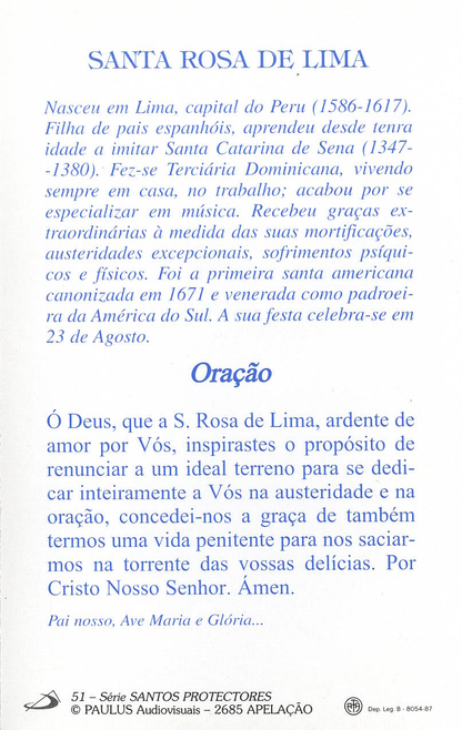 Pagela Santa Rosa de Lima - 25 un.