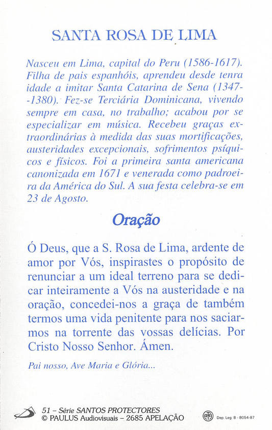 Pagela Santa Rosa de Lima - 25 un.