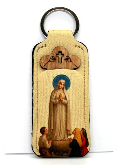 Porta-chaves dezena em tecido Nossa Senhora de Fátima