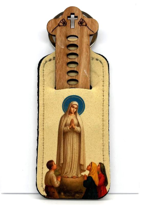 Porta-chaves dezena em tecido Nossa Senhora de Fátima