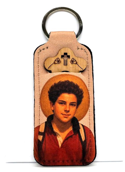 Porta-chaves dezena em tecido São Carlo Acutis