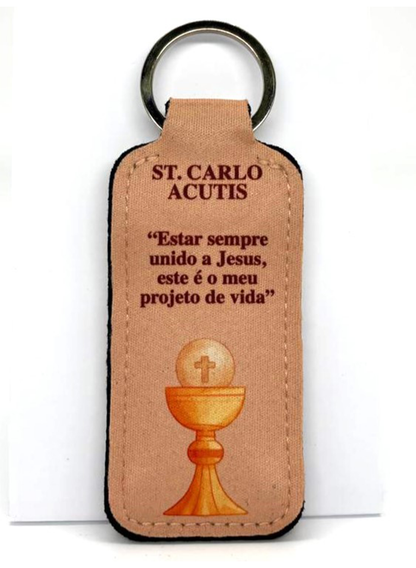 Porta-chaves dezena em tecido São Carlo Acutis