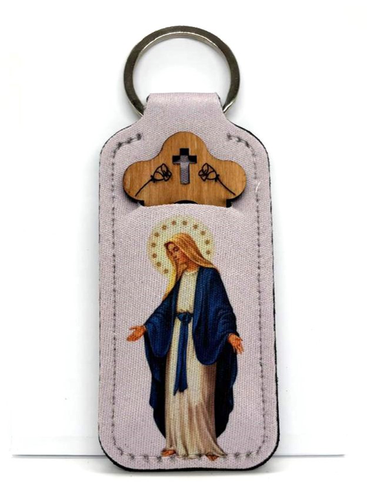 Porta-chaves dezena em tecido Nossa Senhora das Graças