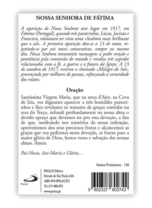 Pagela Nossa Senhora de Fátima - 25 un.