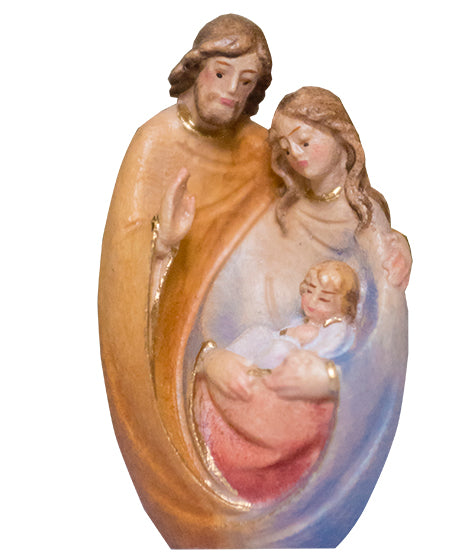 Imagem Sagrada Família em madeira com cor
